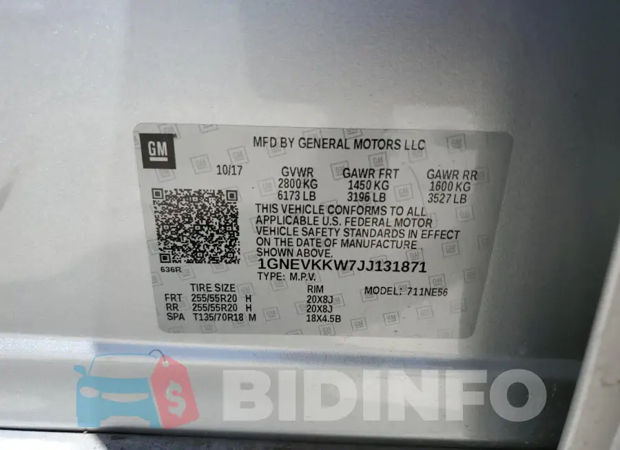 1GNEVKKW7JJ131871 Photo# 14
