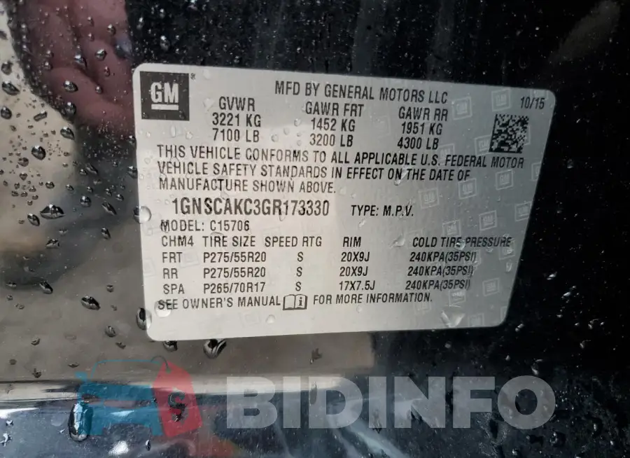 1GNSCAKC3GR173330 Photo# 13