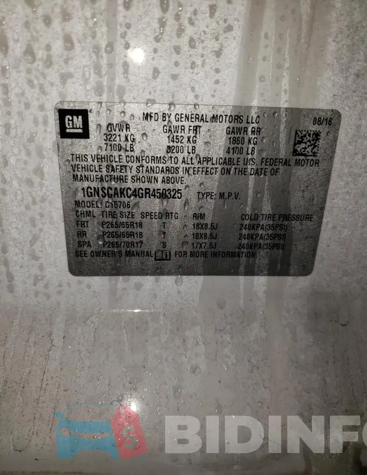 1GNSCAKC4GR450325 Photo# 14