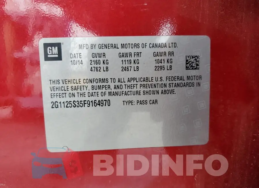 2G1125S35F9164970 Photo# 12