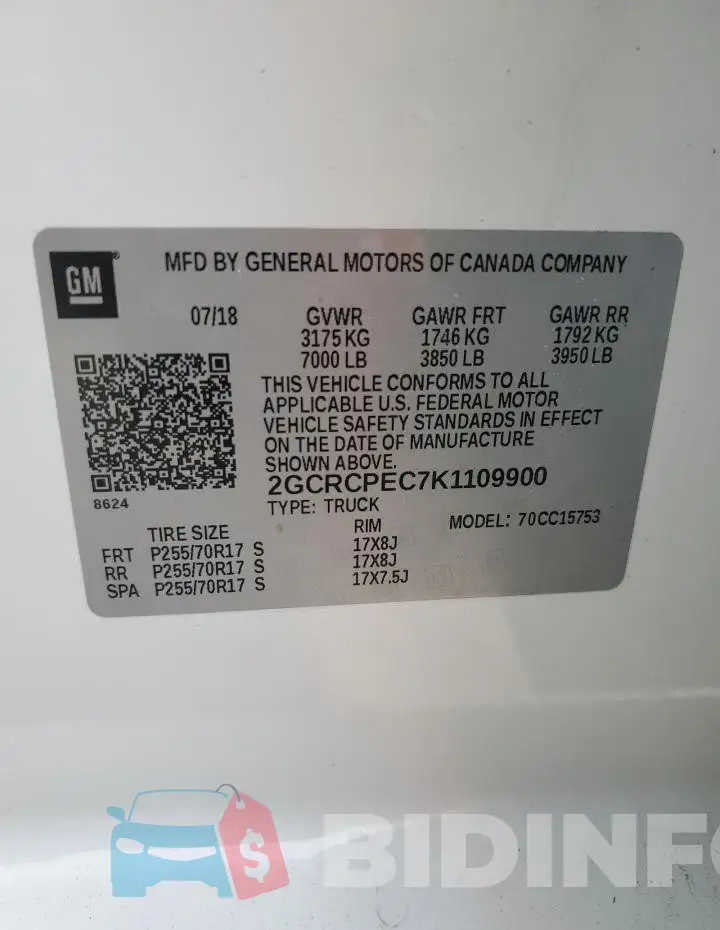 2GCRCPEC7K1109900 Photo# 12