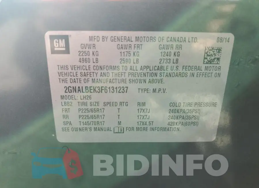 2GNALBEK3F6131237 Photo# 13