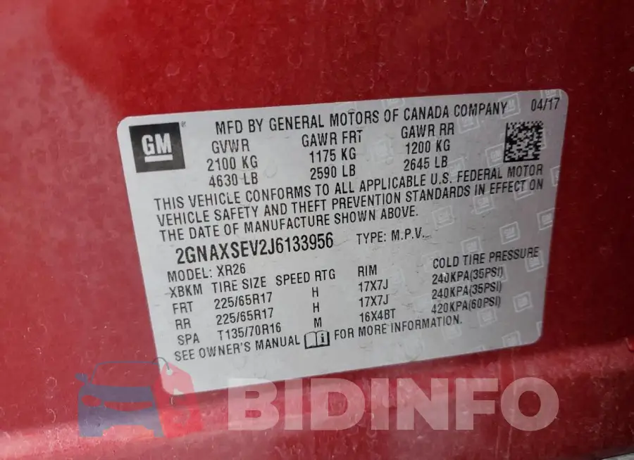 2GNAXSEV2J6133956 Photo# 14