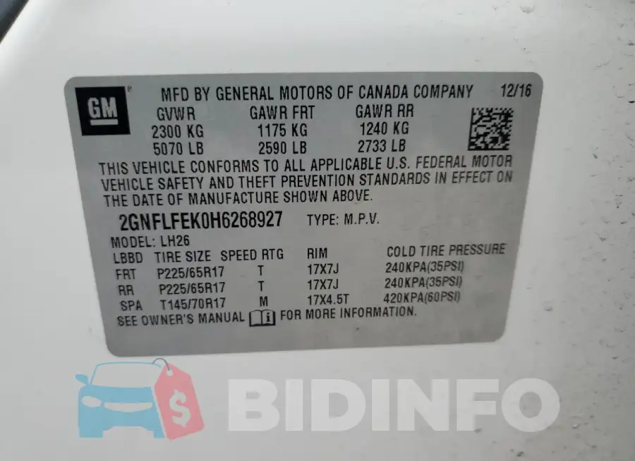 2GNFLFEK0H6268927 Photo# 14