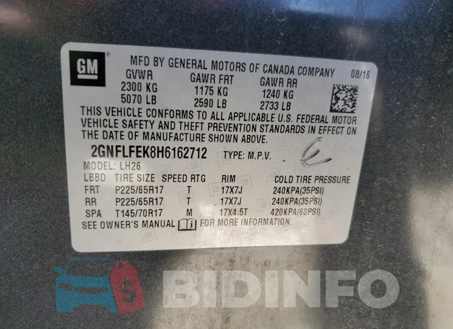 2GNFLFEK8H6162712 Photo# 13
