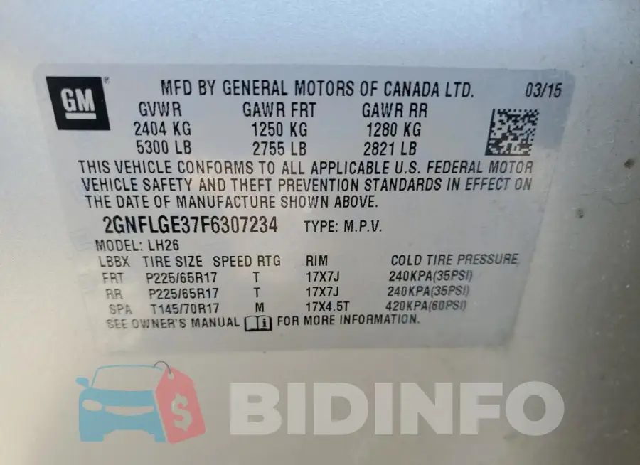 2GNFLGE37F6307234 Photo# 12
