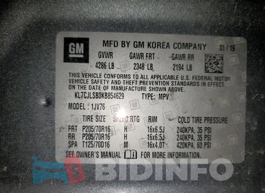 KL7CJLSB0KB854629 Photo# 13