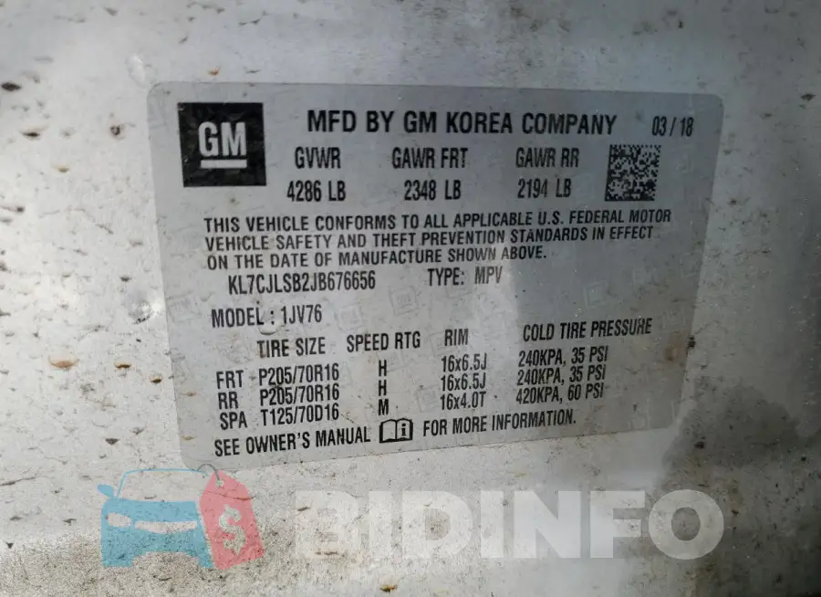KL7CJLSB2JB676656 Photo# 13