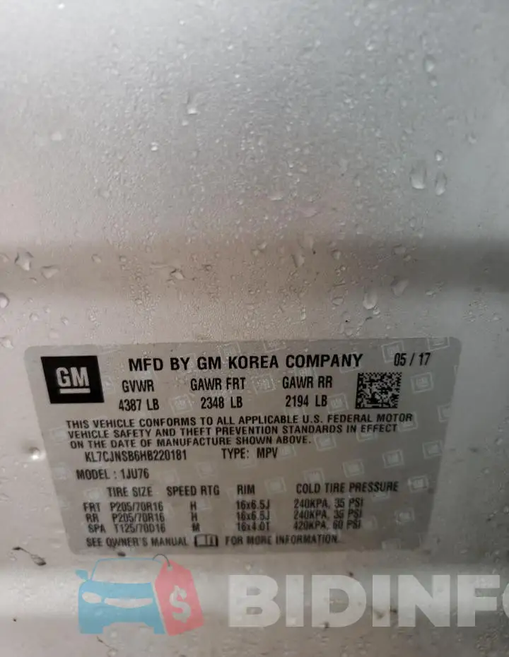 KL7CJNSB6HB220181 Photo# 13