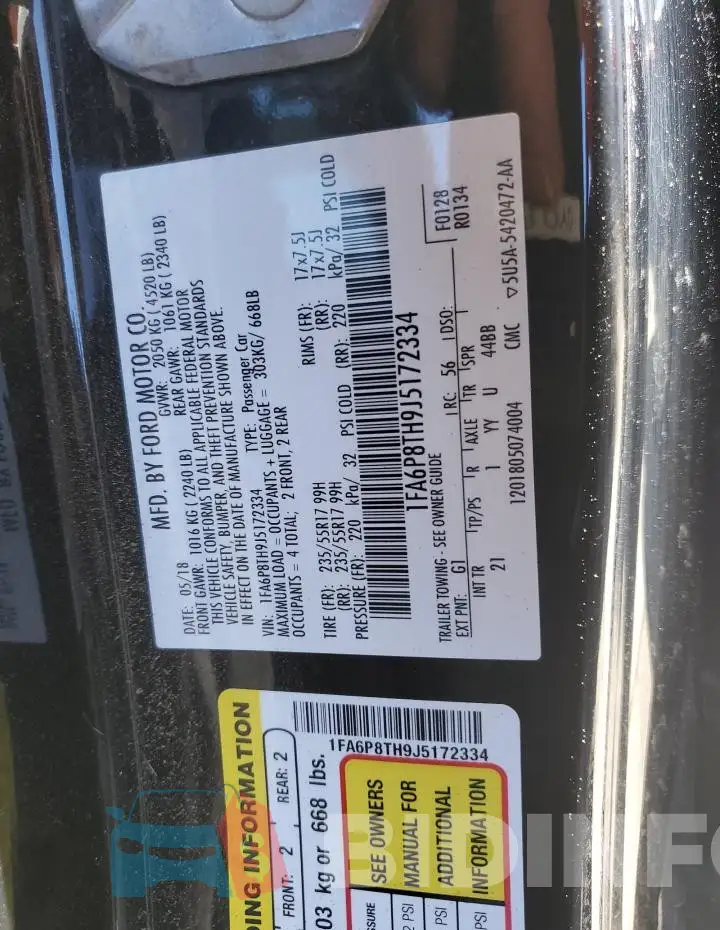 1FA6P8TH9J5172334 Photo# 12