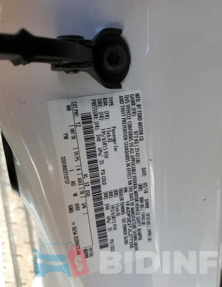1FADP3E27JL277355 Photo# 12