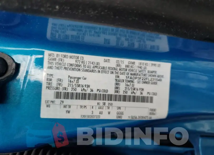 1FADP3F22FL231549 Photo# 13