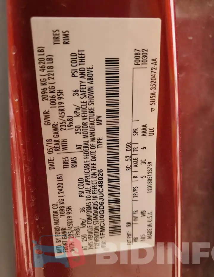 1FMCU0GD6JUC48026 Photo# 13
