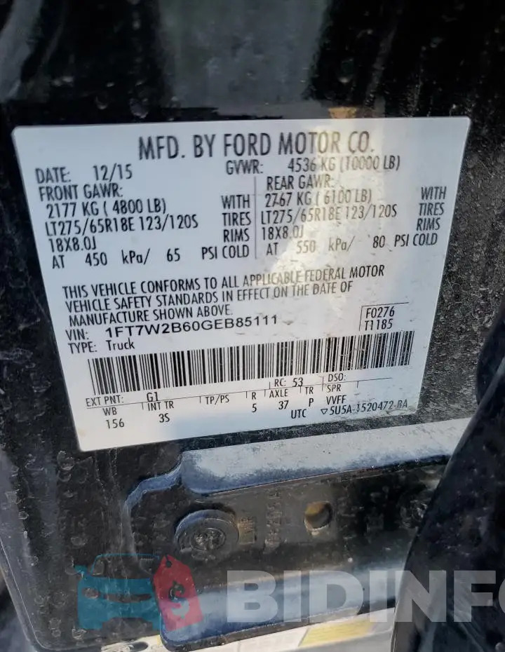 1FT7W2B60GEB85111 Photo# 12