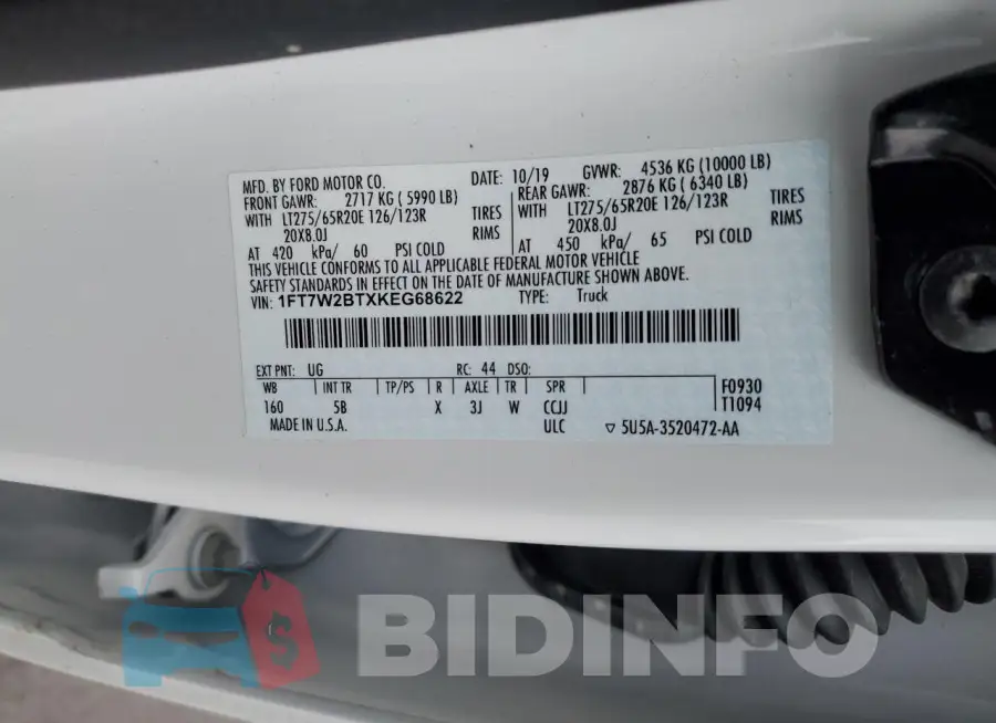 1FT7W2BTXKEG68622 Photo# 12