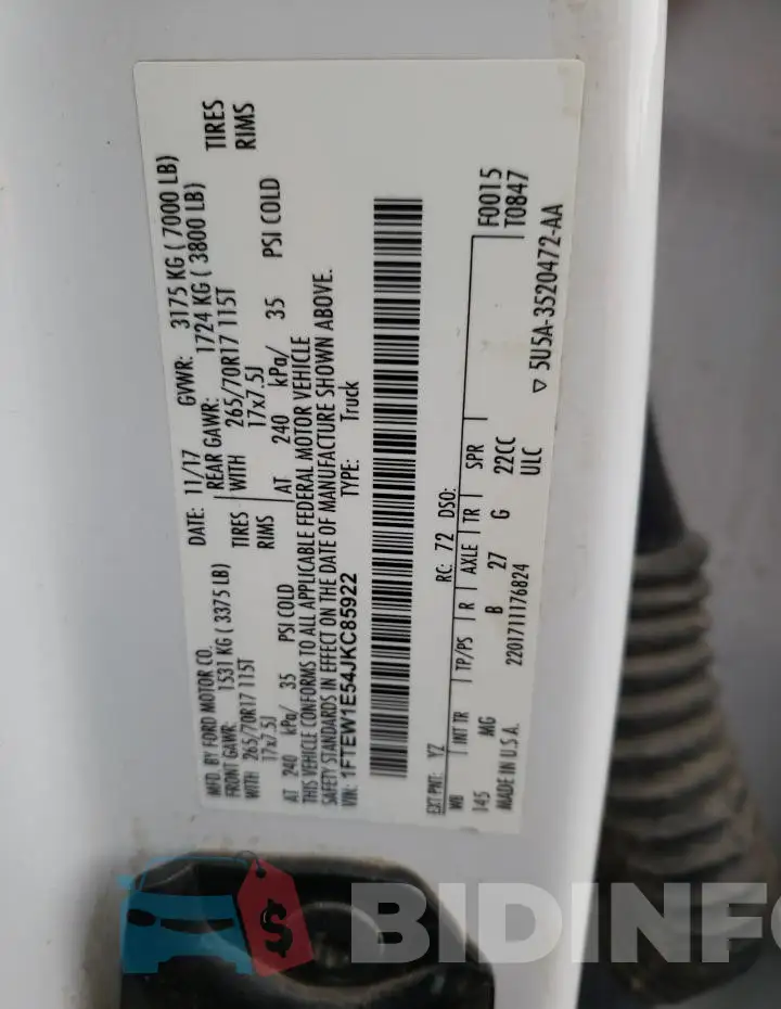 1FTEW1E54JKC85922 Photo# 12