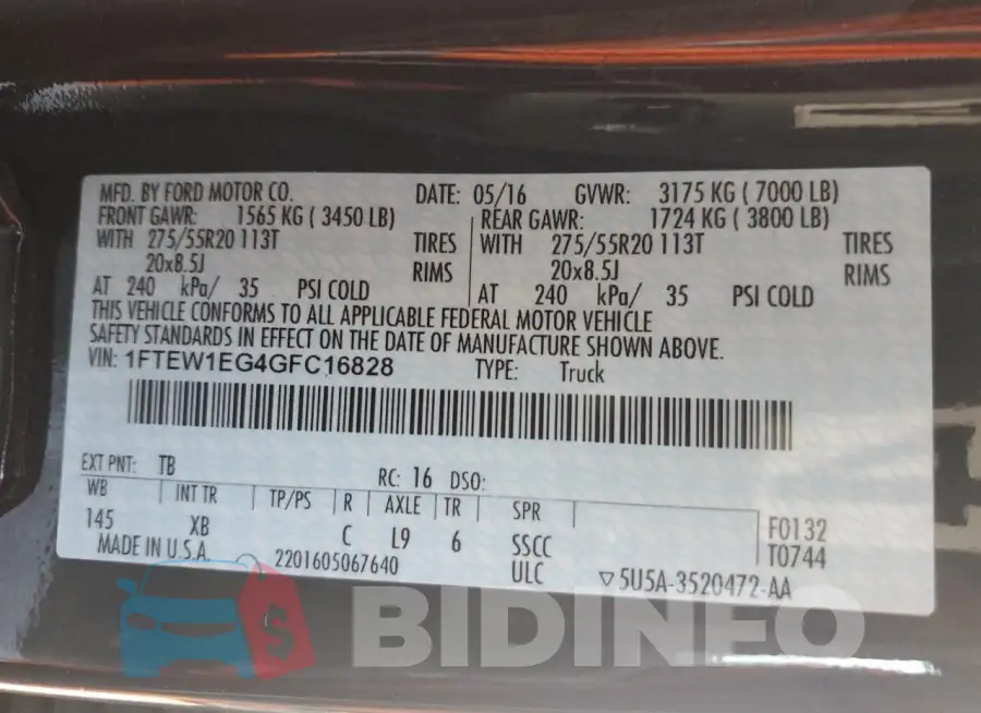 1FTEW1EG4GFC16828 Photo# 13