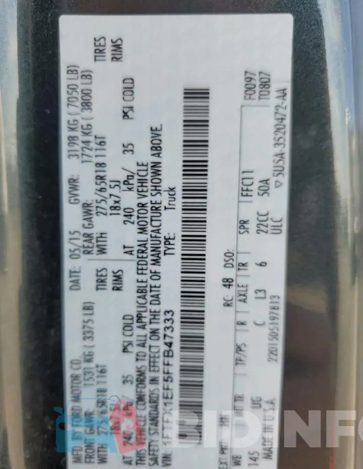 1FTFX1EF5FFB47333 Photo# 12