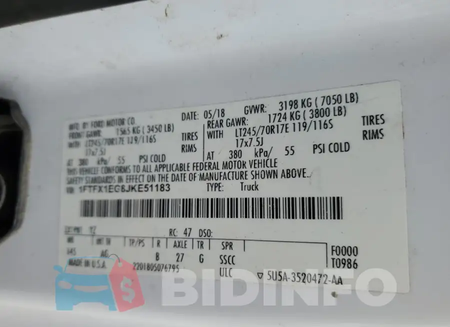 1FTFX1EG8JKE51183 Photo# 12