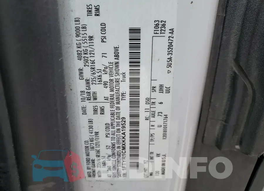 1FTYR1CMXKKA19529 Photo# 13