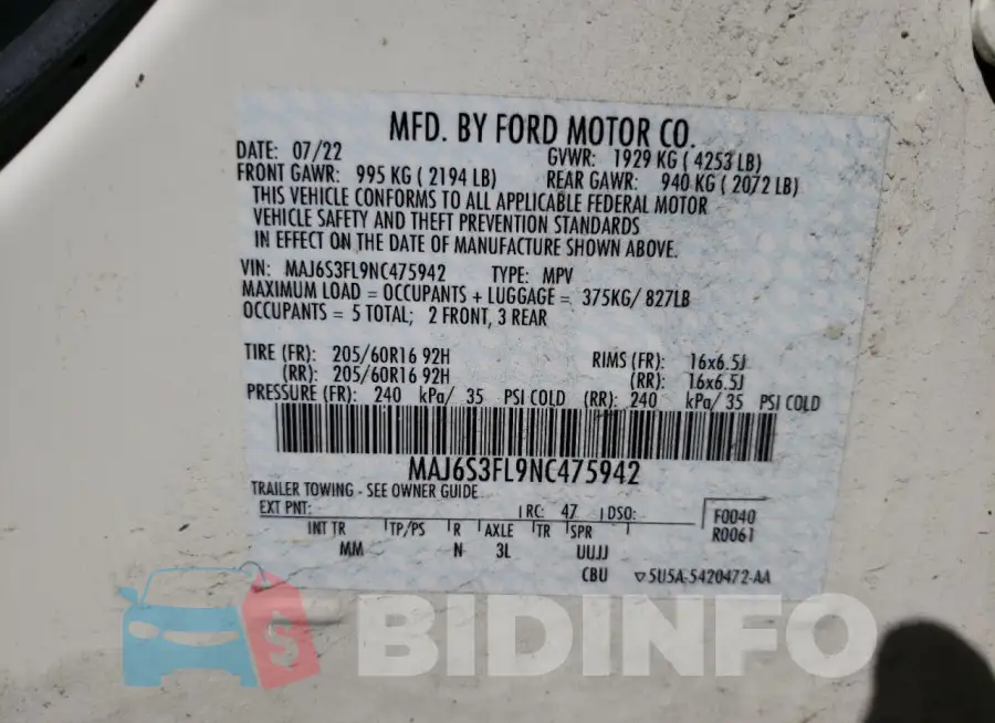 MAJ6S3FL9NC475942 Photo# 13
