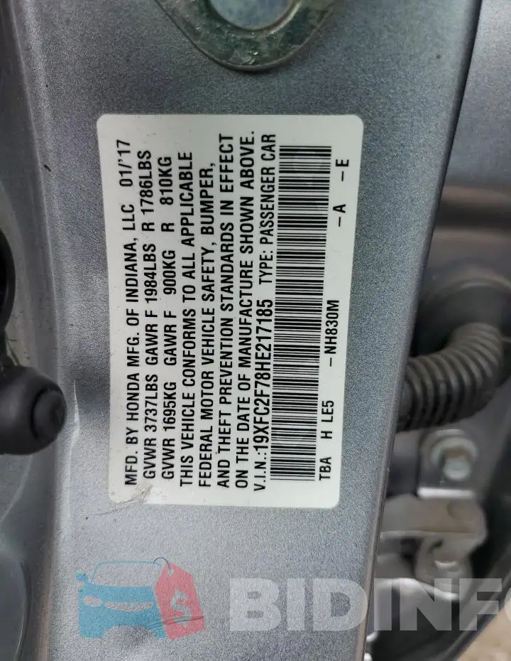 19XFC2F78HE217185 Photo# 13