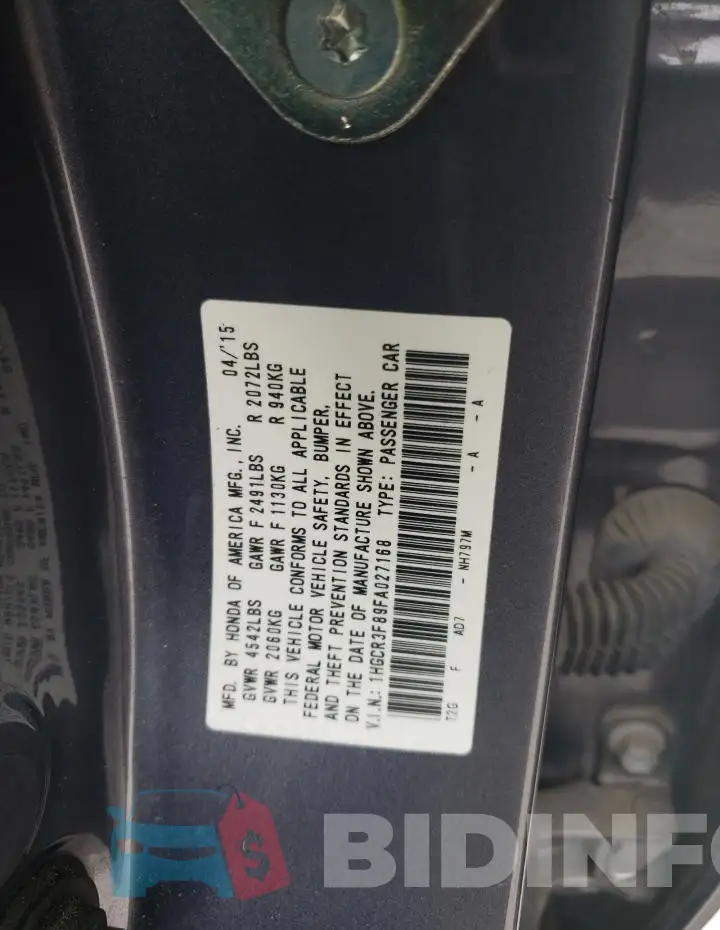 1HGCR3F89FA027168 Photo# 12