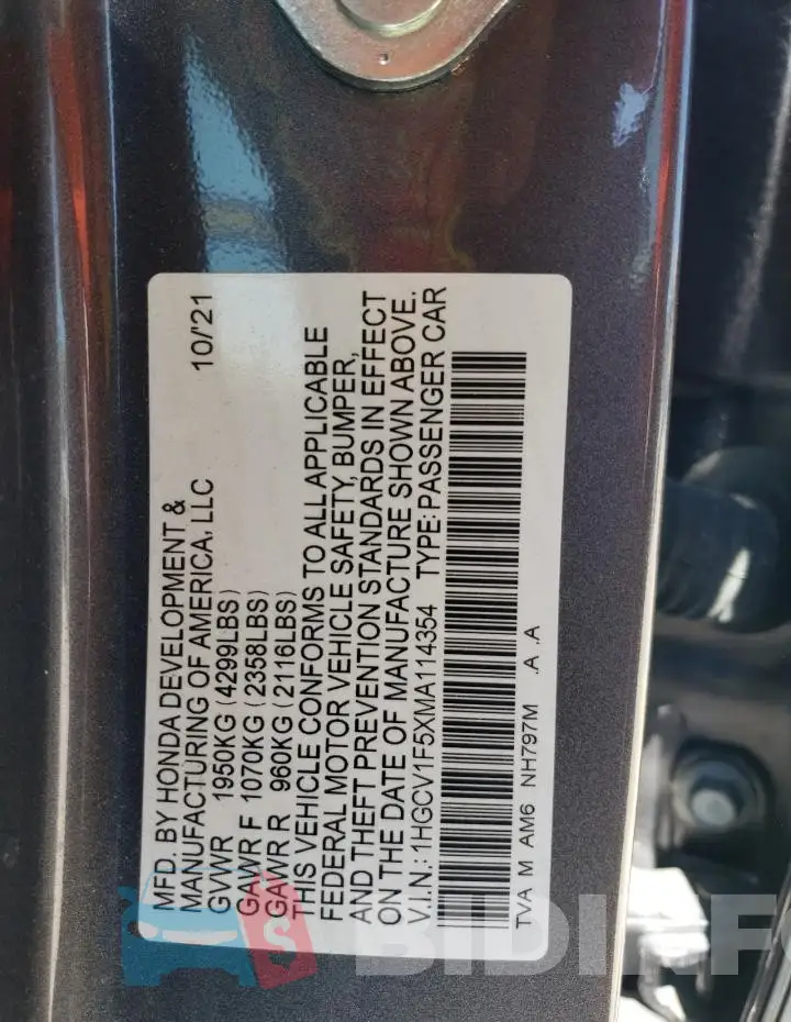 1HGCV1F5XMA114354 Photo# 13