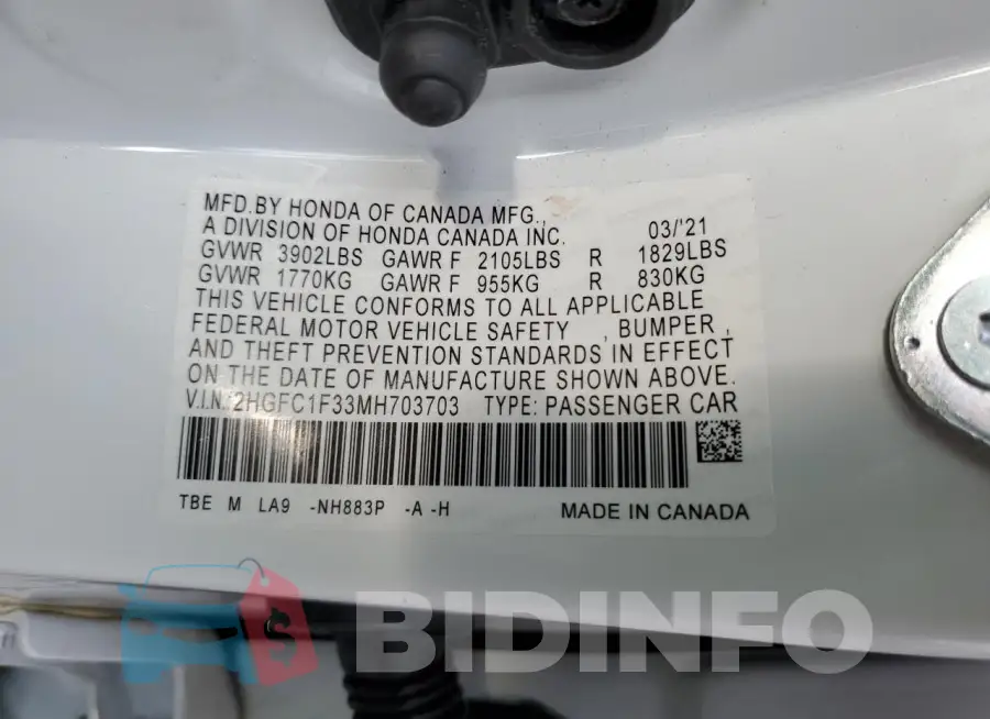 2HGFC1F33MH703703 Photo# 12