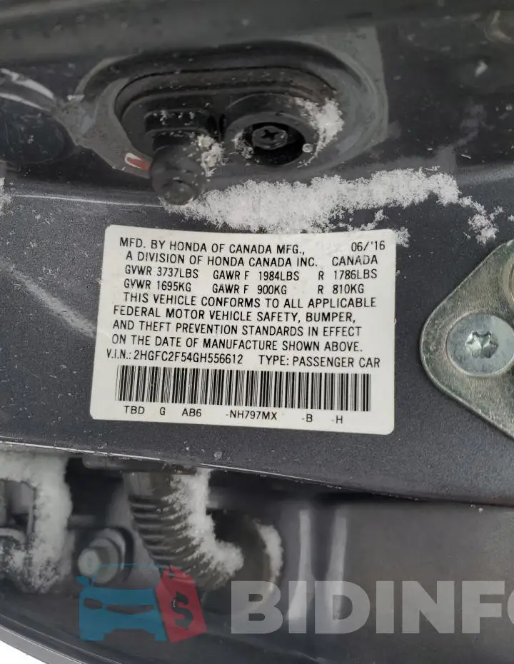 2HGFC2F54GH556612 Photo# 12