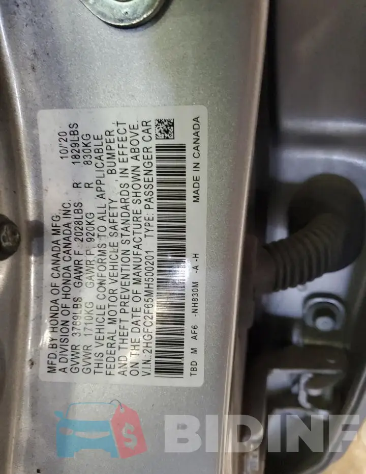 2HGFC2F65MH500201 Photo# 12
