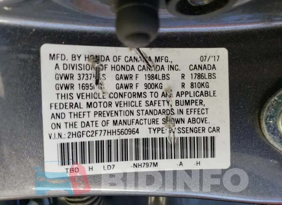 2HGFC2F77HH560964 Photo# 12