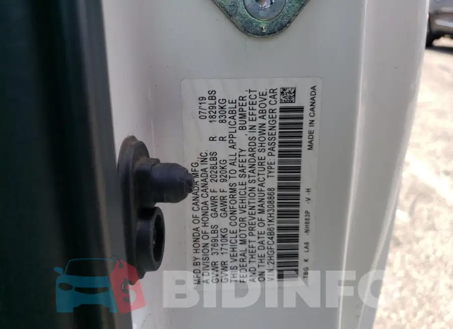 2HGFC4B61KH308868 Photo# 12