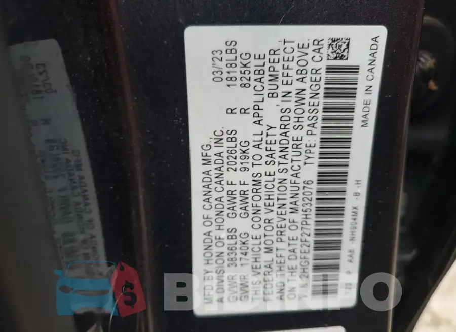 2HGFE2F27PH532076 Photo# 12