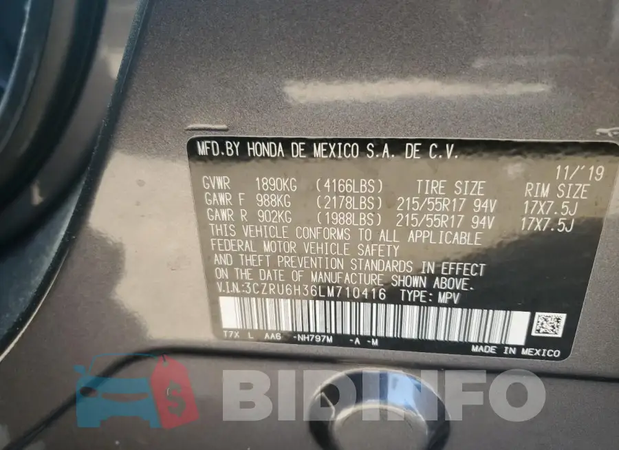 3CZRU6H36LM710416 Photo# 12