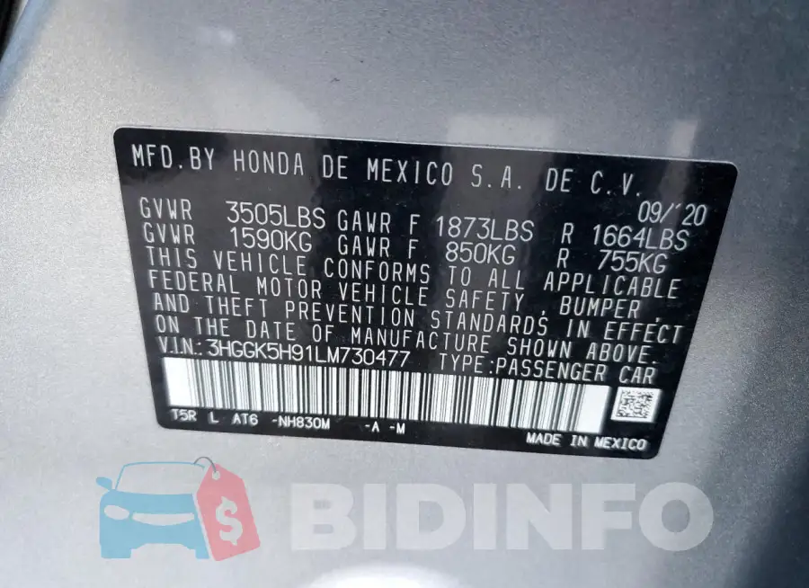 3HGGK5H91LM730477 Photo# 12