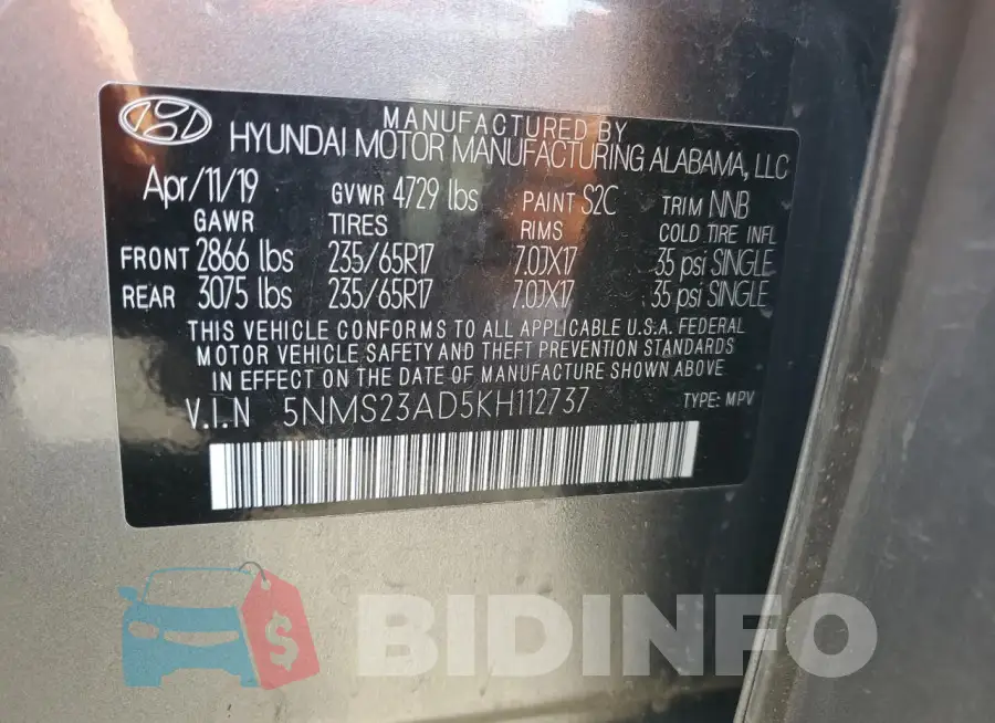 5NMS23AD5KH112737 Photo# 12