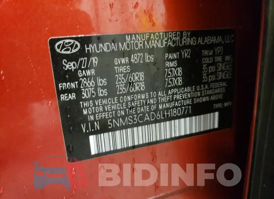 5NMS3CAD6LH180771 Photo# 13