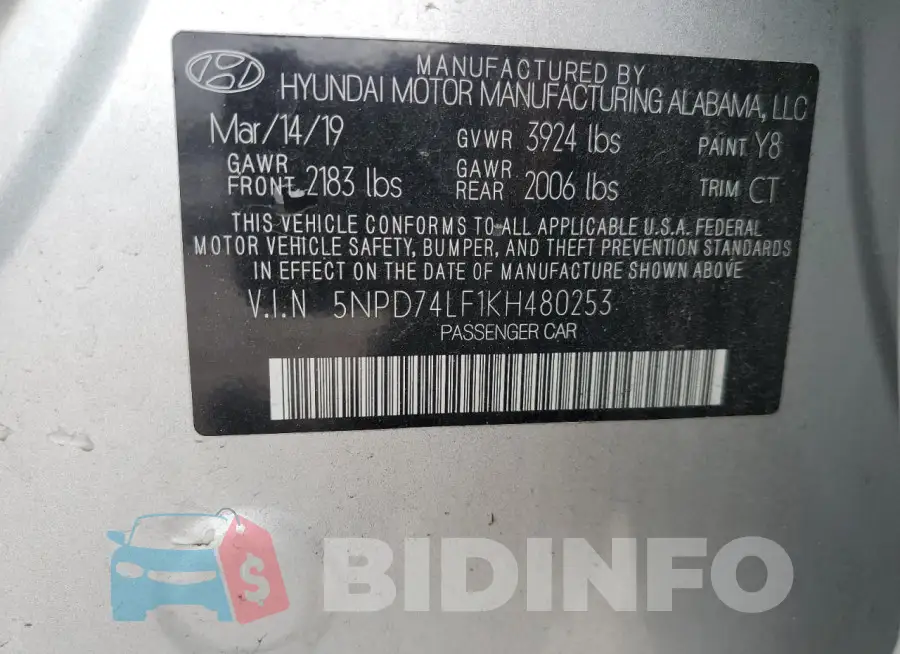 5NPD74LF1KH480253 Photo# 12