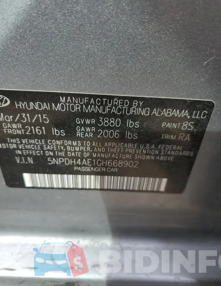 5NPDH4AE1GH668902 Photo# 12