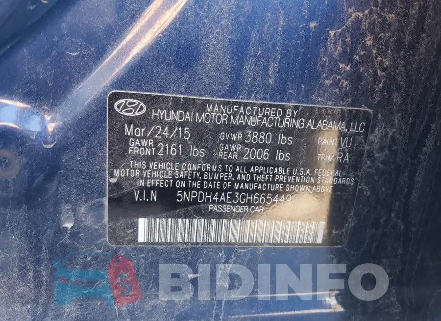 5NPDH4AE3GH665449 Photo# 13