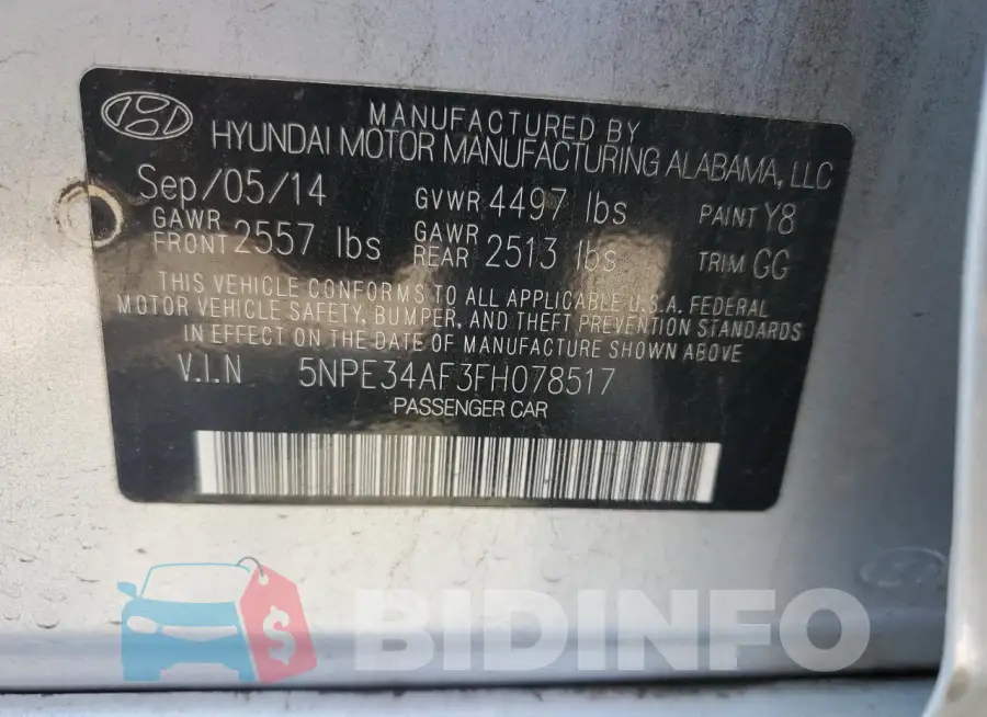 5NPE34AF3FH078517 Photo# 12