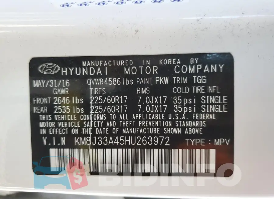 KM8J33A45HU263972 Photo# 13