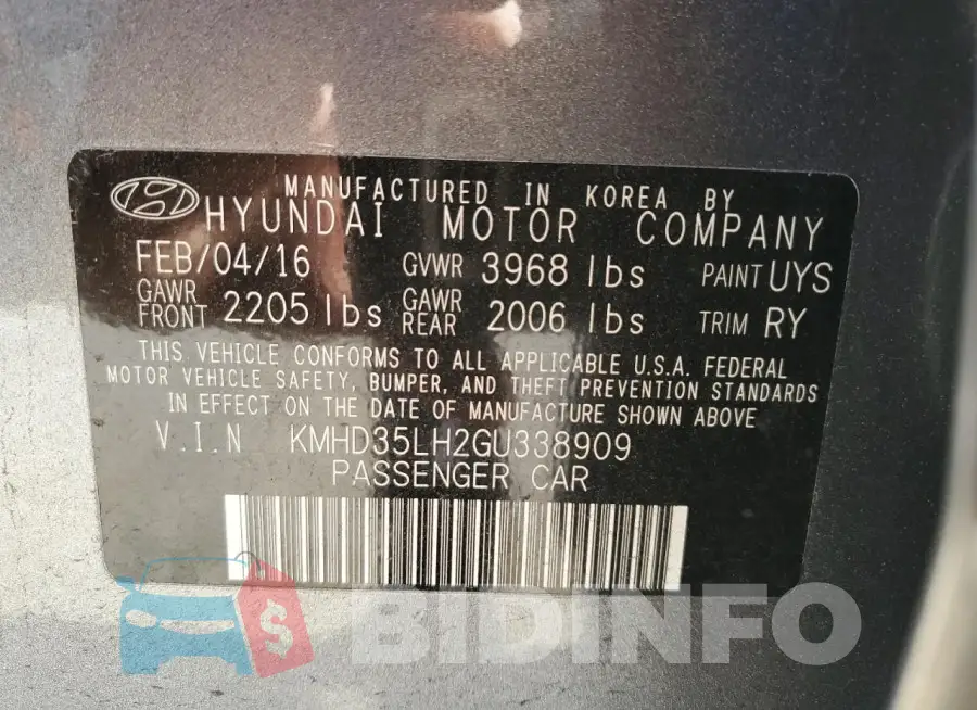 KMHD35LH2GU338909 Photo# 12