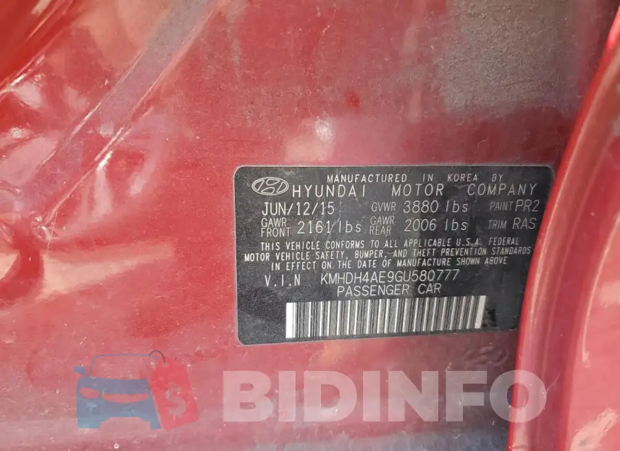 KMHDH4AE9GU580777 Photo# 13