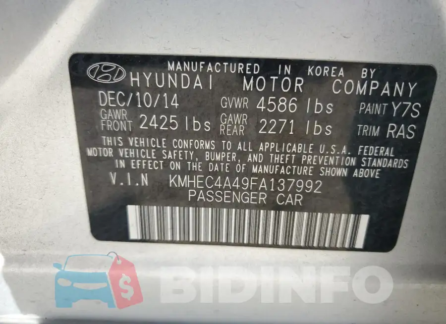KMHEC4A49FA137992 Photo# 12