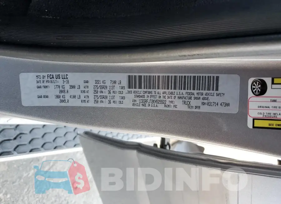 1C6SRFJT2KN525522 Photo# 13