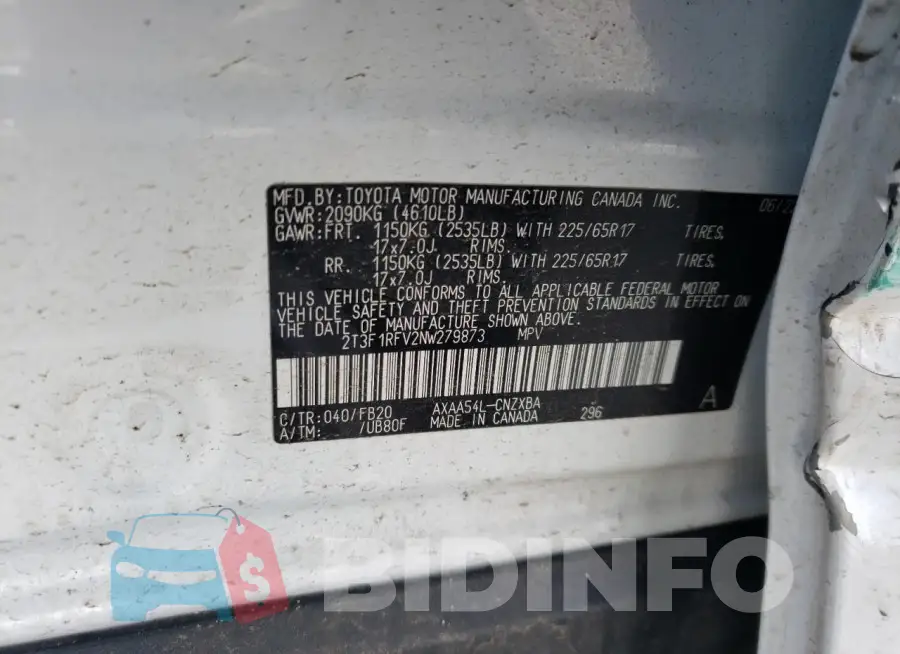 2T3F1RFV2NW279873 Photo# 12
