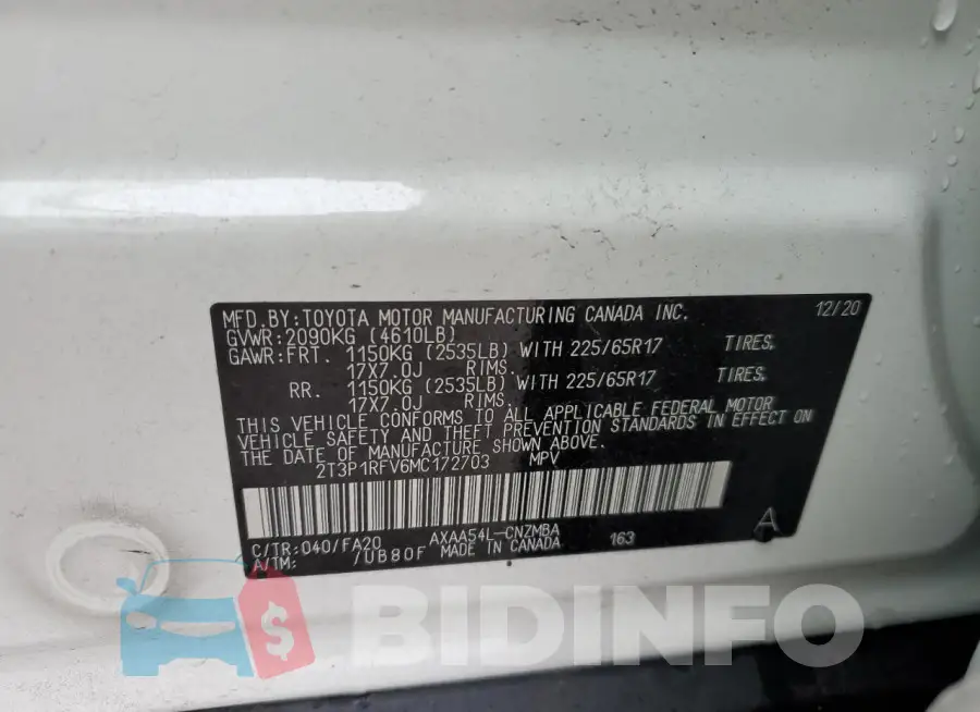 2T3P1RFV6MC172703 Photo# 12