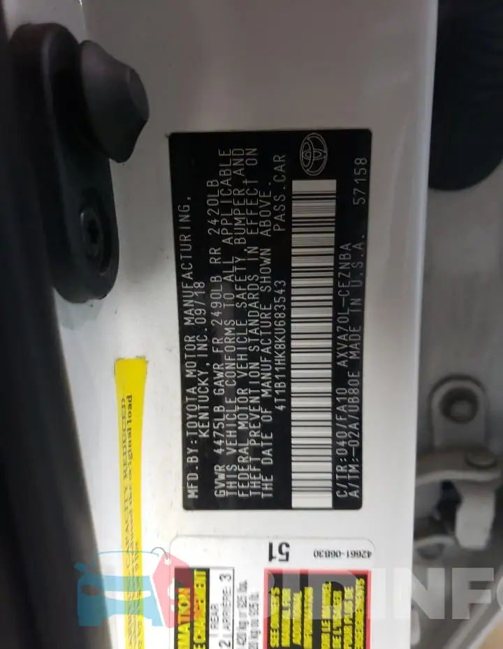 4T1B11HK8KU683543 Photo# 12
